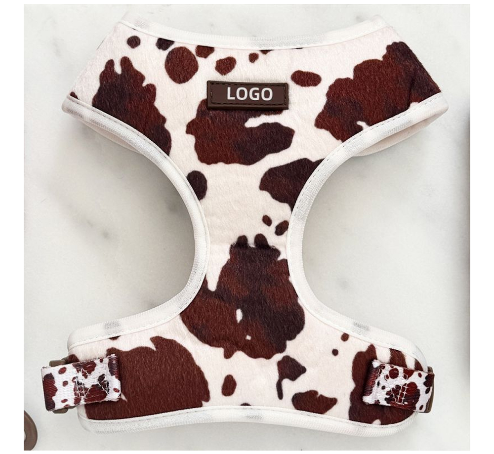 Custom Plush Cow Print Dog Harness, Collar & Leash Set (3).jpg